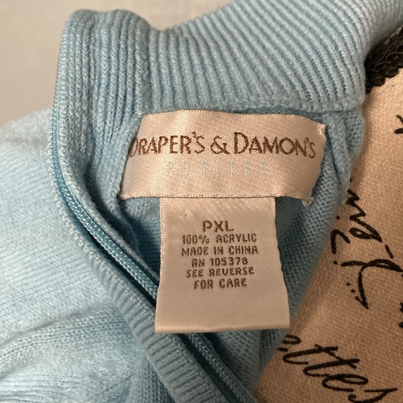 Draper’s and Damon’s Petite Chenille Quarter-zip Sweater ~ Size PXL ~ Baby Blue - Picture 7 of 7